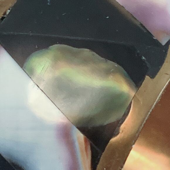 Vintage Brass Bangle Shell Inlay Black Resin Geometric Cuff 1960s 1970s - Picture 7 of 16